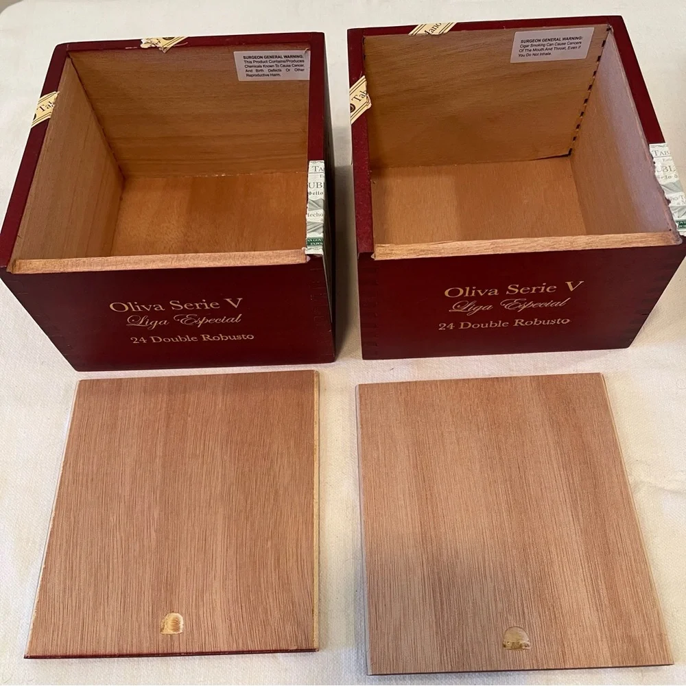2 Oliva Series 5 Liga Especial empty cigar boxes with sliding lid